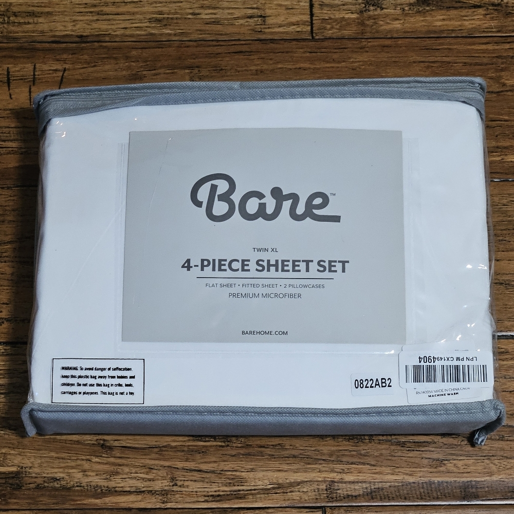 NEW Bare Bright White Twin XL 4-pcs. Sheet Set